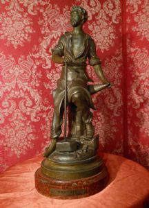 "IL LAVORO"   SCULTURA IN METALLO BRONZATO, OPERA FIRMATA DI VICTOR ROUSSEAU